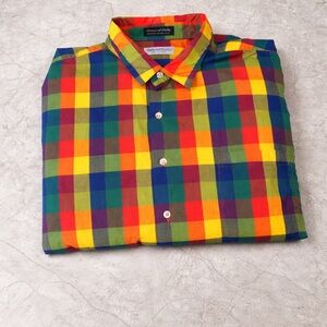 Bullock & Jones Men’s Multi-Color Madras Long Sleeve Button Down Shirt, sz XXL